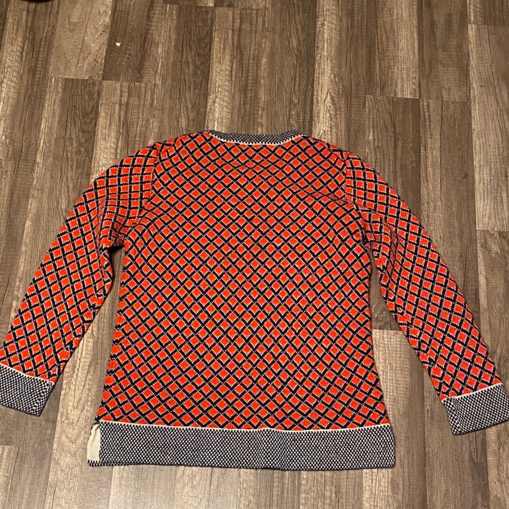 J. Crew Red and navy Geometric Crew Neck Sweater - Picture 3 of 10